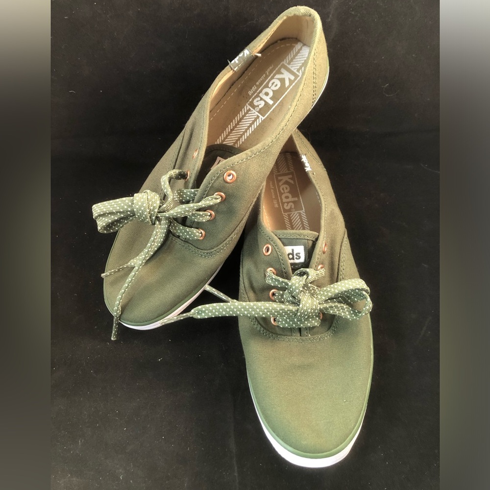 Keds Olive Green Canvas Lace-Up Sneakers